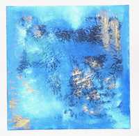 Obraz olejny niebieska abstrakcja z fakturą 70x70 cm