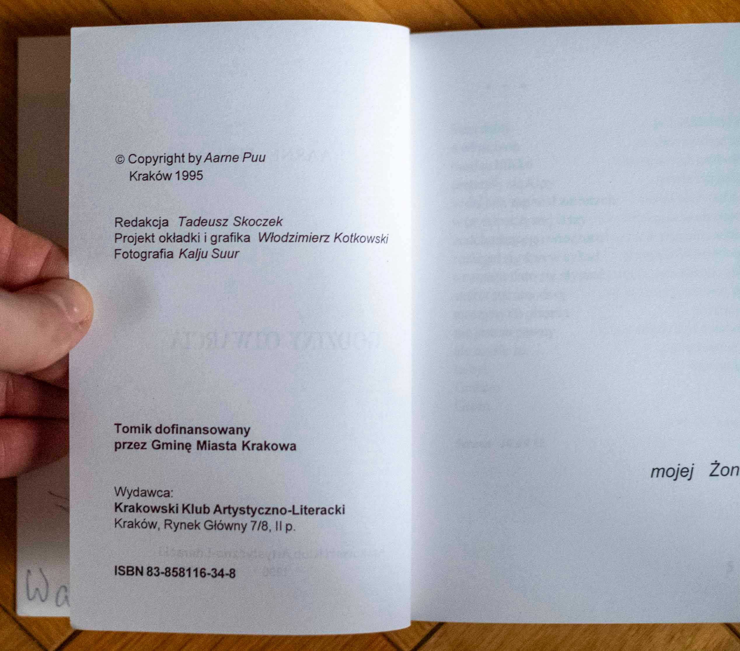 Aarne Puu Godziny otwarcia Krakowski Klub Artystyczno-Literacki 1995
