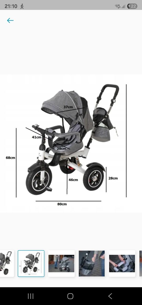 Rowerek Trójkołowy Trike Fix V3 szary 3w1