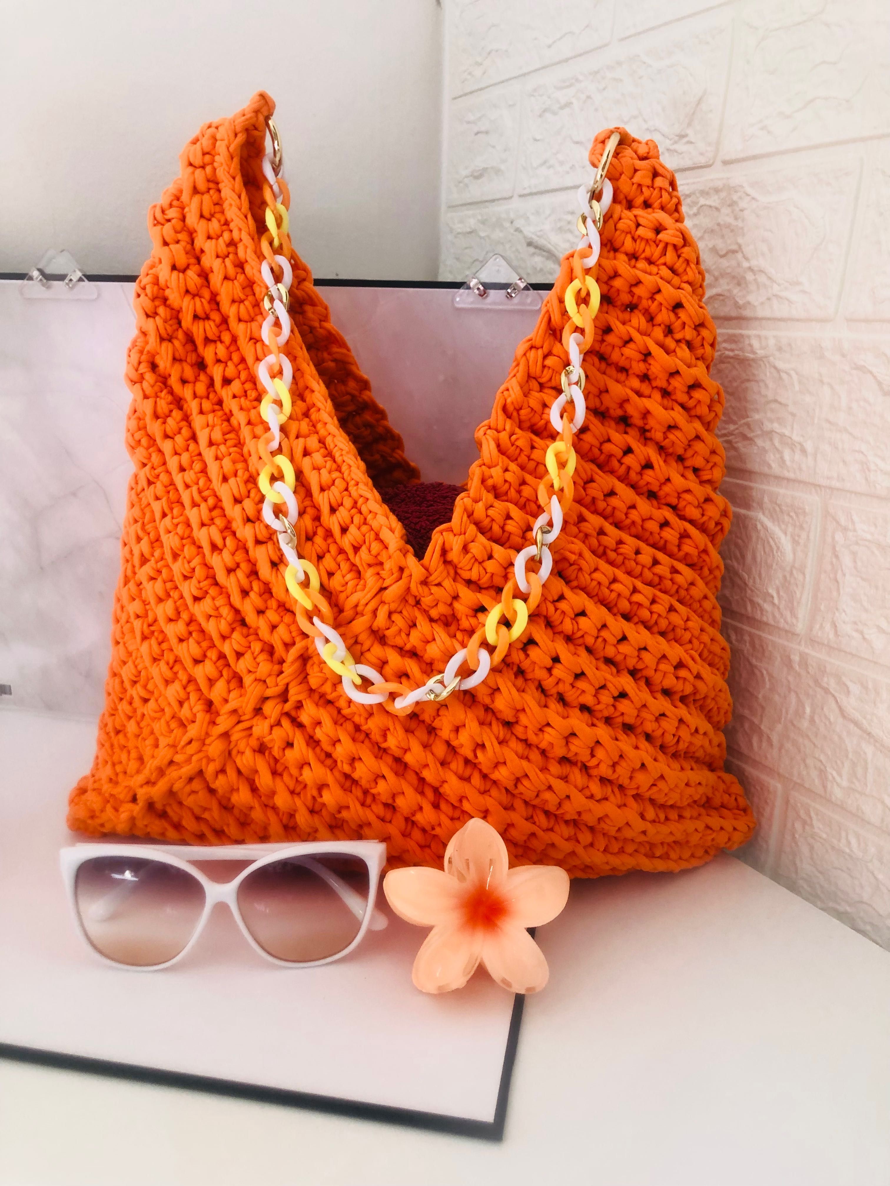 Bolsa Big Orange Croche