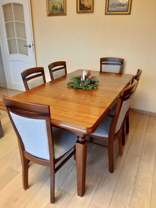 Stół rozkładany 160cm-200cm i Krzesła x6 BRW Bawaria