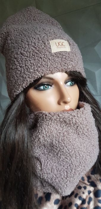 Komplet czapka i komin baranek UGC nowy