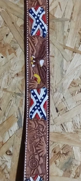 Stars & Stripes Pas Skórzany Kowbojski Country Western Pasek