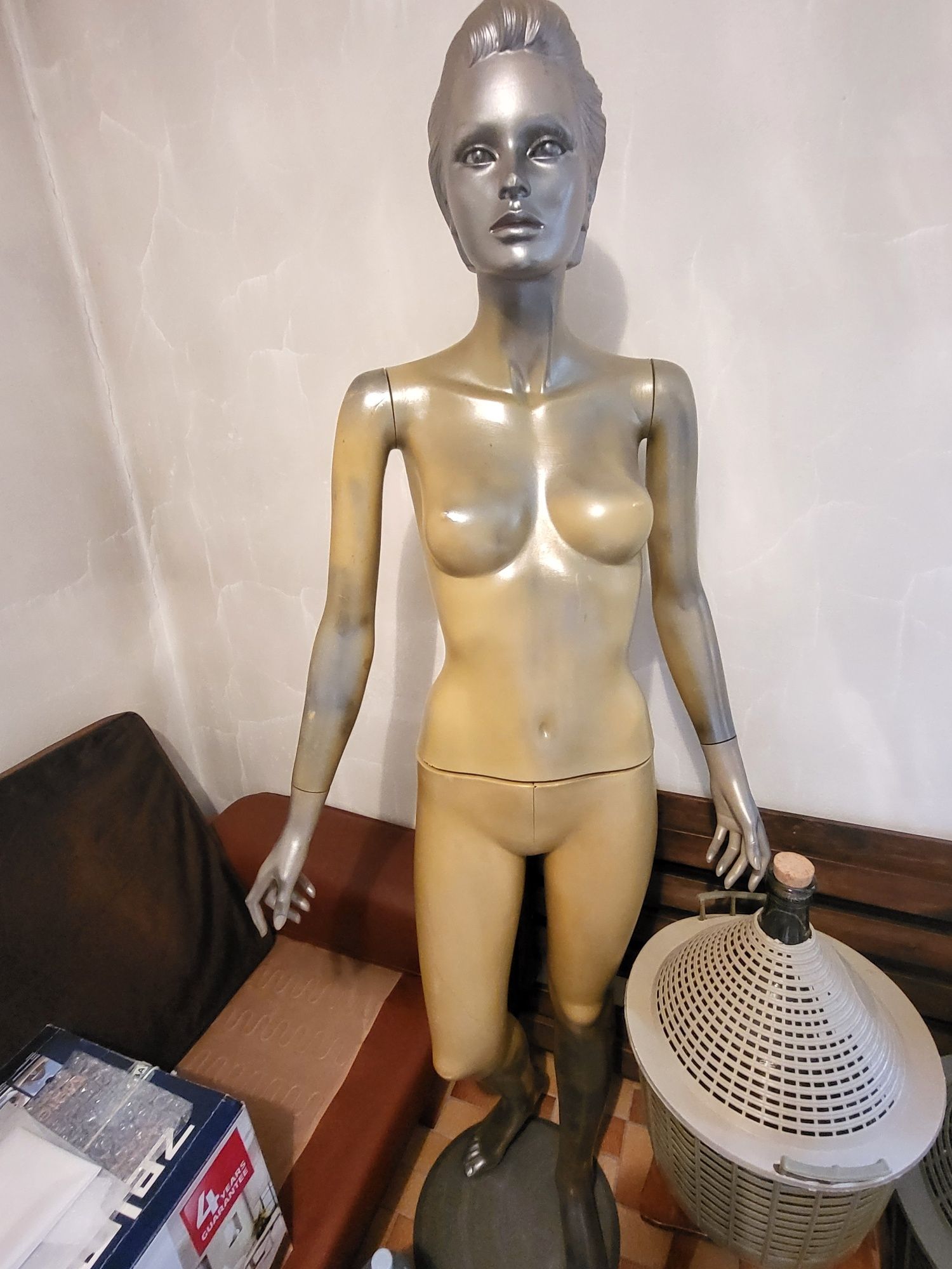 Manekin damski 2 szt, 180 cm, beżowy, metalizowany
