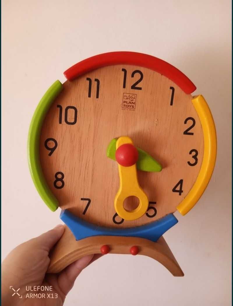 Relógio brinquedo madeira, aprender as horas