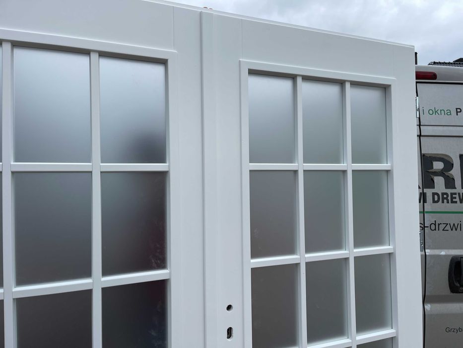 Drzwi drewniane dwuskrzydłowe białe NA KAŻDY WYMIAR CAŁA POLSKA