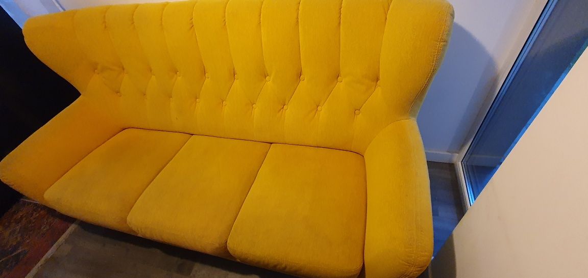 Kanqpa Sofa 3 osobowa żółta loft