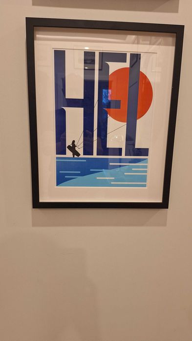 Plakat “Hel” – stylistyka vintage, nowy, oprawiony w ramę IKEA