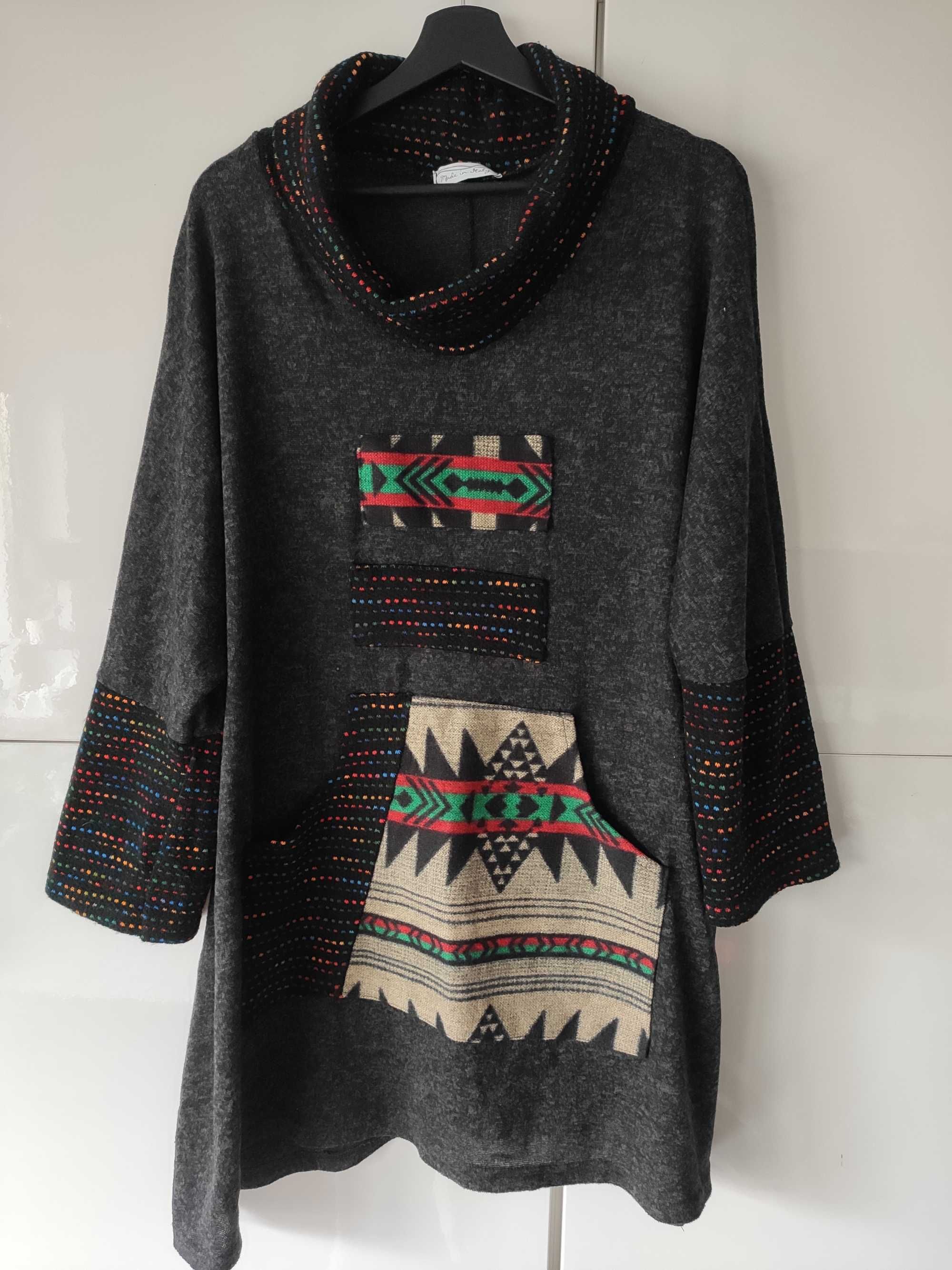 Długa bluzka tunika sweter Made in Italy rozmiar 48/50