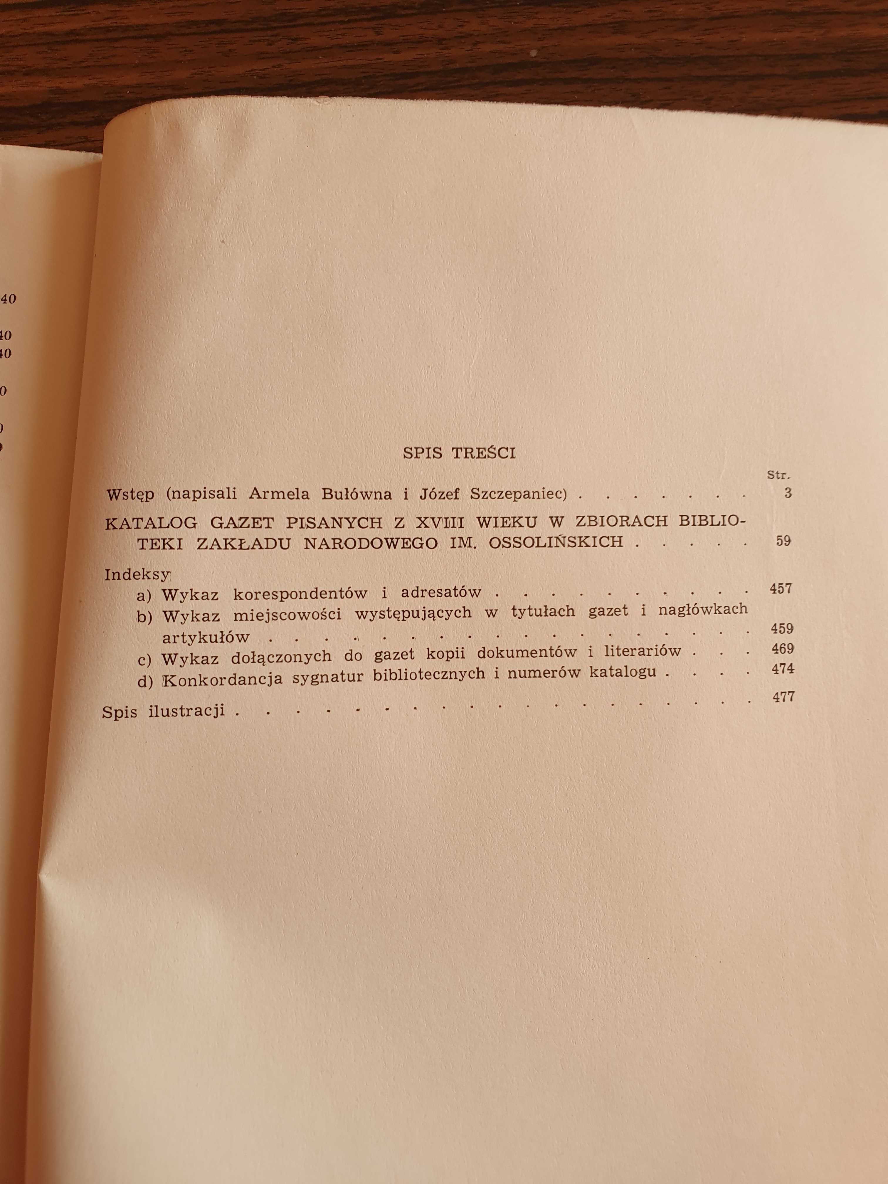 Katalog gazet pisanych z XVIII wieku 1969