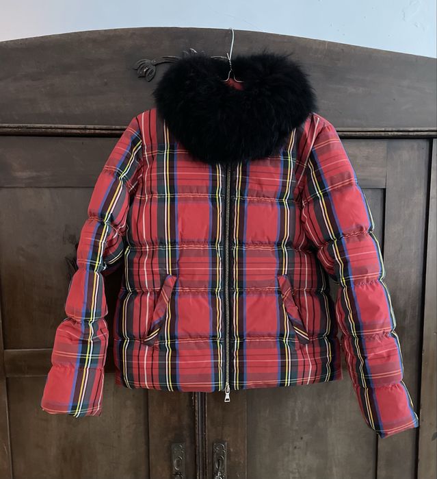 Kurtka puchowa Moschino r.36 w kratę kratkę puch pierze tartan plaid
