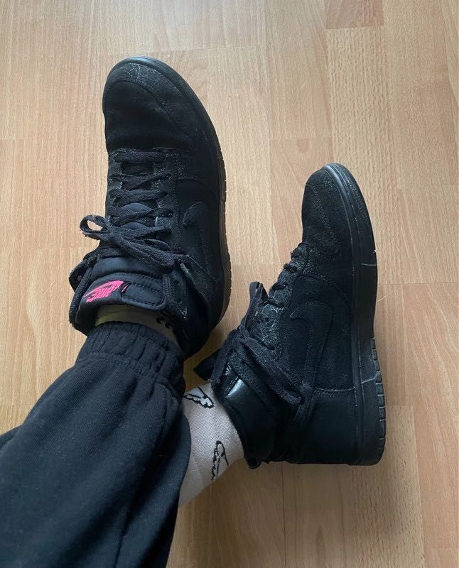 Nike Dunk Czarne r.38,5/39 high zamsz suede unisex black