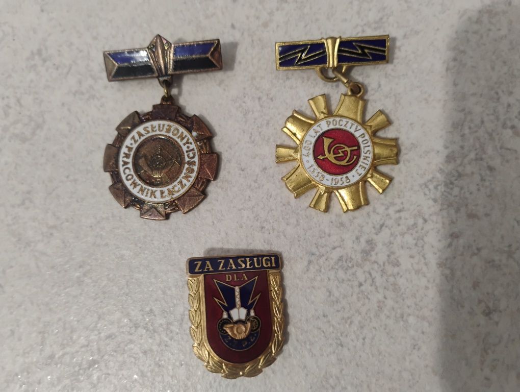 3 Odznaki przypinki Polska poczta Łączność