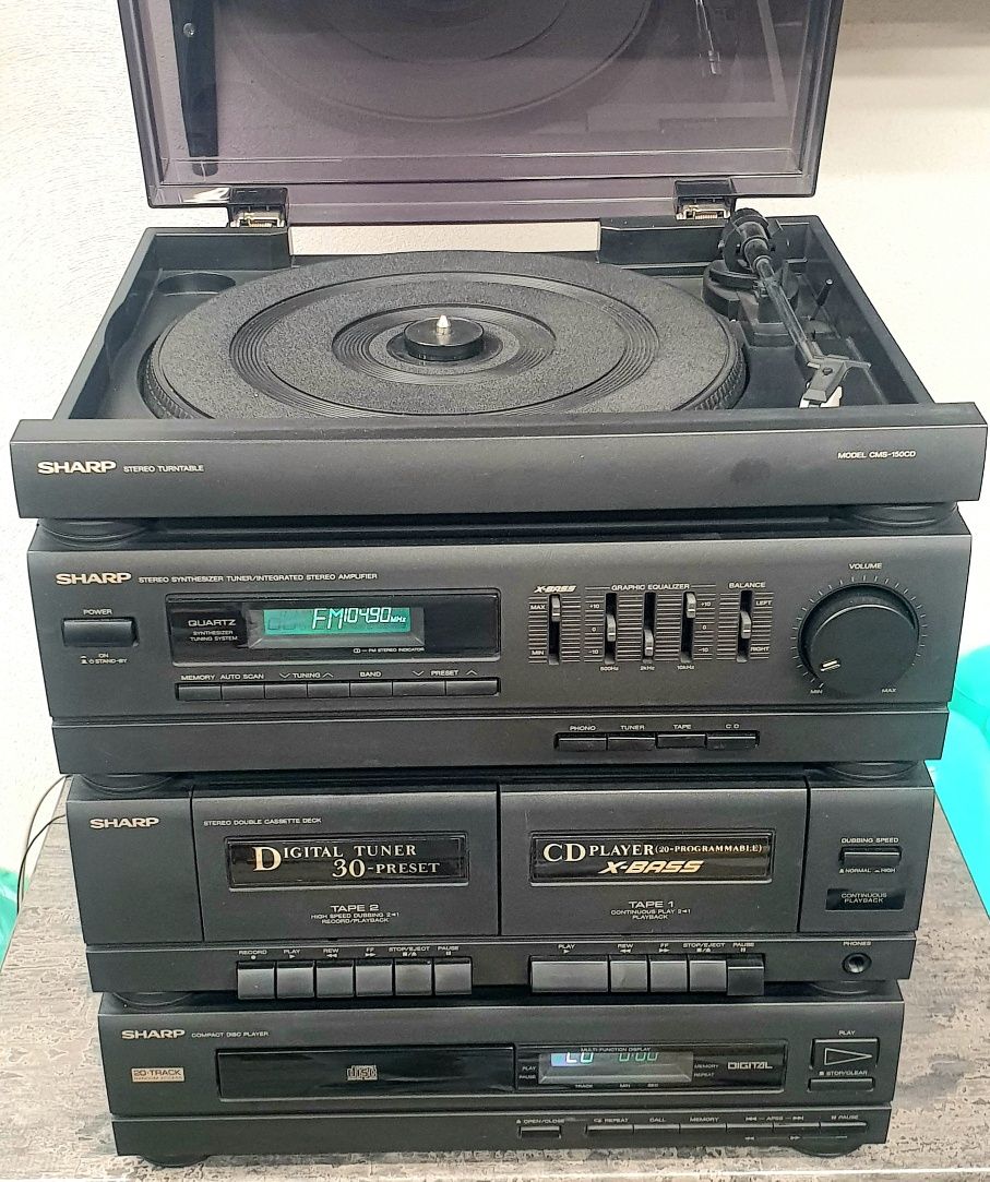 Retro Wieża Sharp CMS-150CD z gramofonem