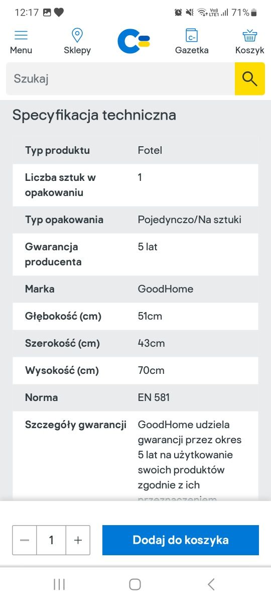 Fotelik krzesełko ogrodowe GoodHome Janeiro Kids