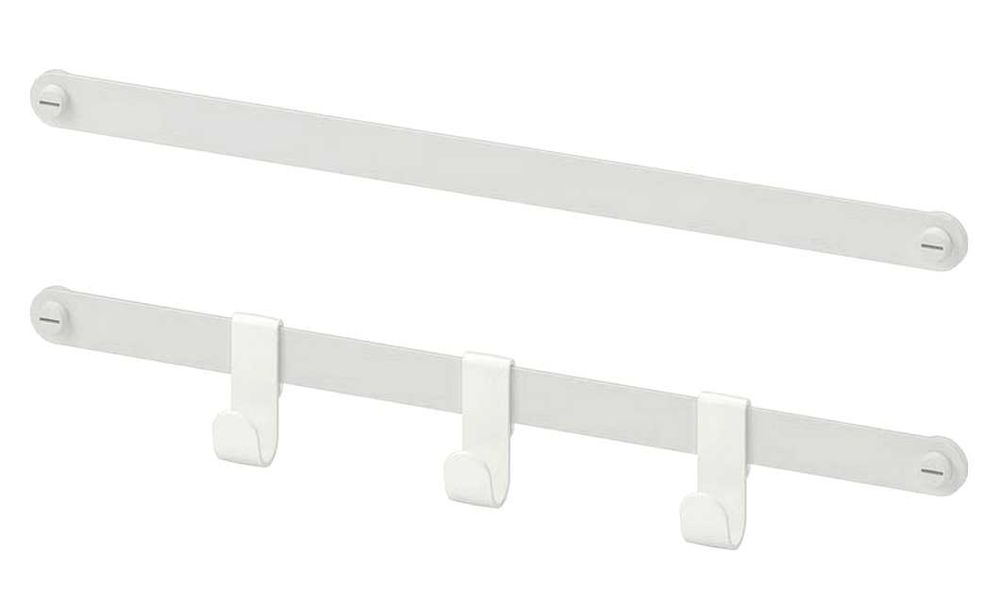 HJÄLPA - 2 szyny do zawieszenia + 3 haczyki, białe, 40 cm