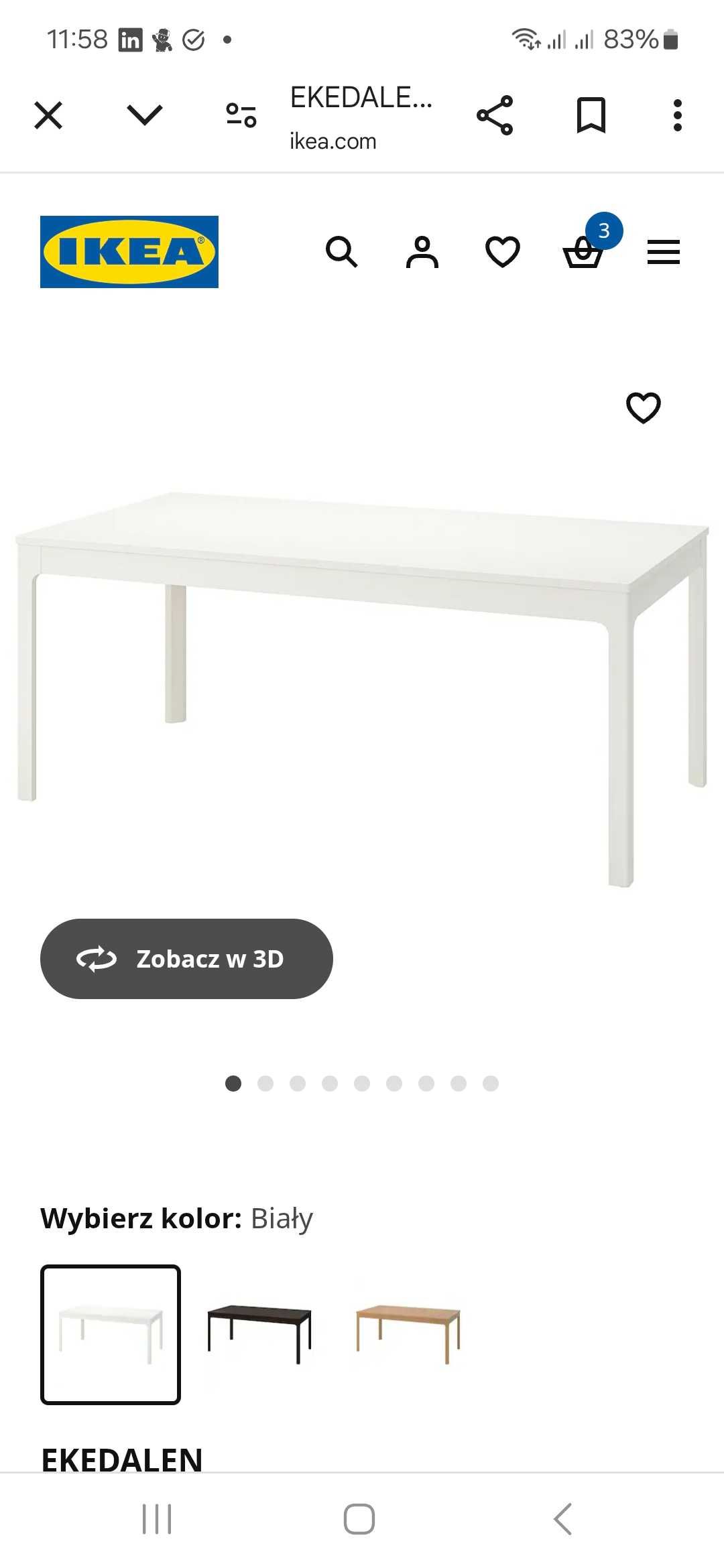 Stół rozkładany ikea Ekedalen biały 180/240x90 cm