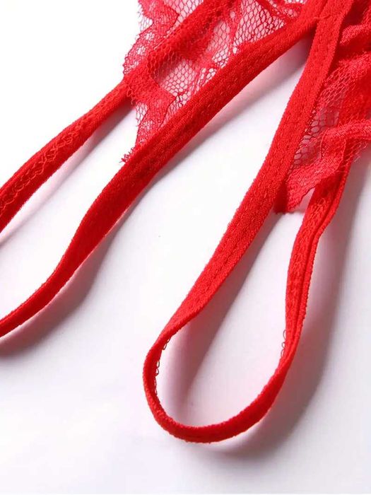 ⊛ Entrega Gratis 24H - Tangas De Renda vermelha Aberta - Super sexy