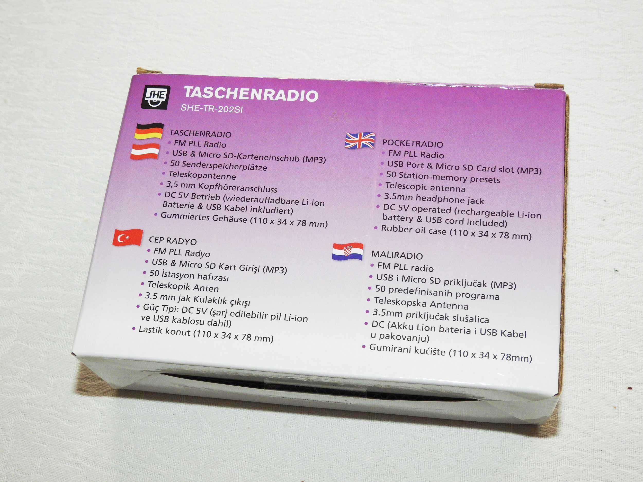 Przenośne radio kieszonkowe pocketradio FM + USB MP3 MicroSD