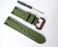 Pasek silikonowy 24mm do zegarka Panerai klamra pre-v gumowy zielony