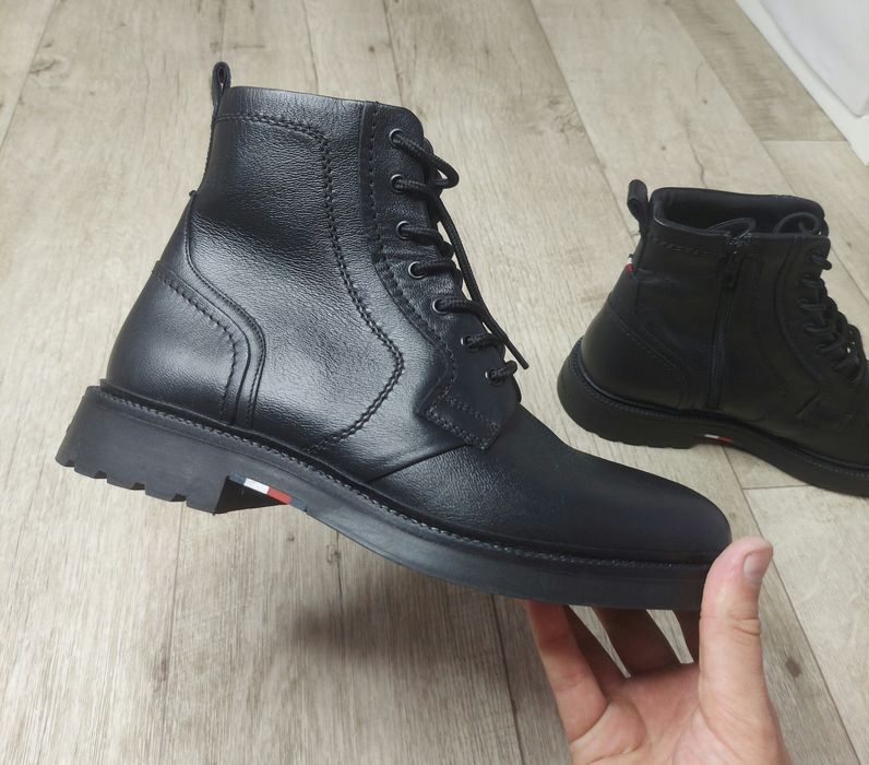 мужские высокие кожаные ботинки tommy hilfiger