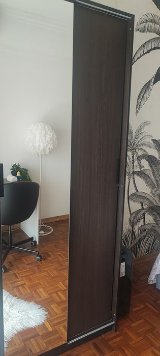 Dois Roupeiros, castanho escuro/vidro espelhado 79x61x202 cm