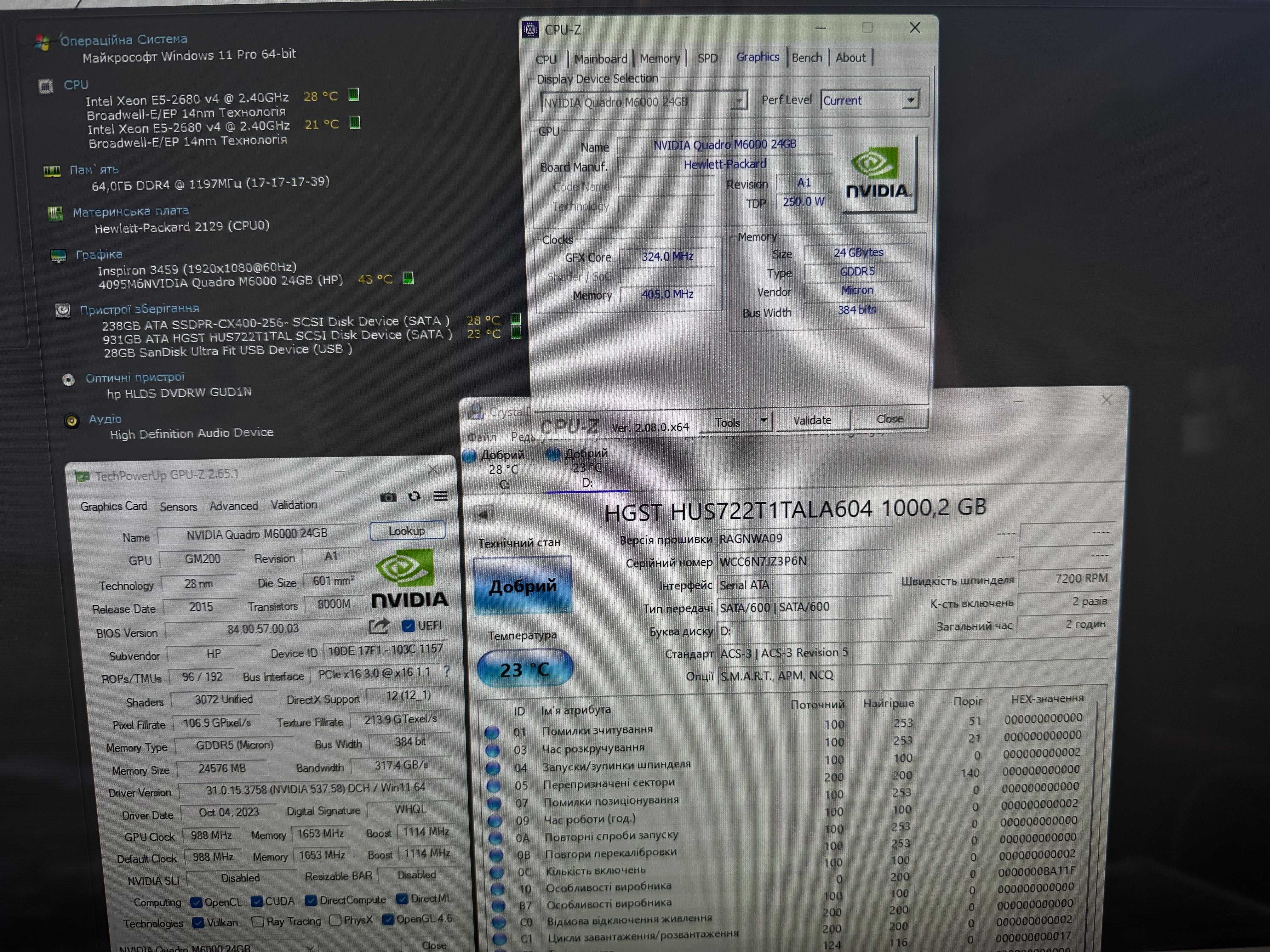 HP Z840 2X XEON 2680 V4\64GB\256gb SSD +1Tb HDD\24Gb NVIDIA M6000