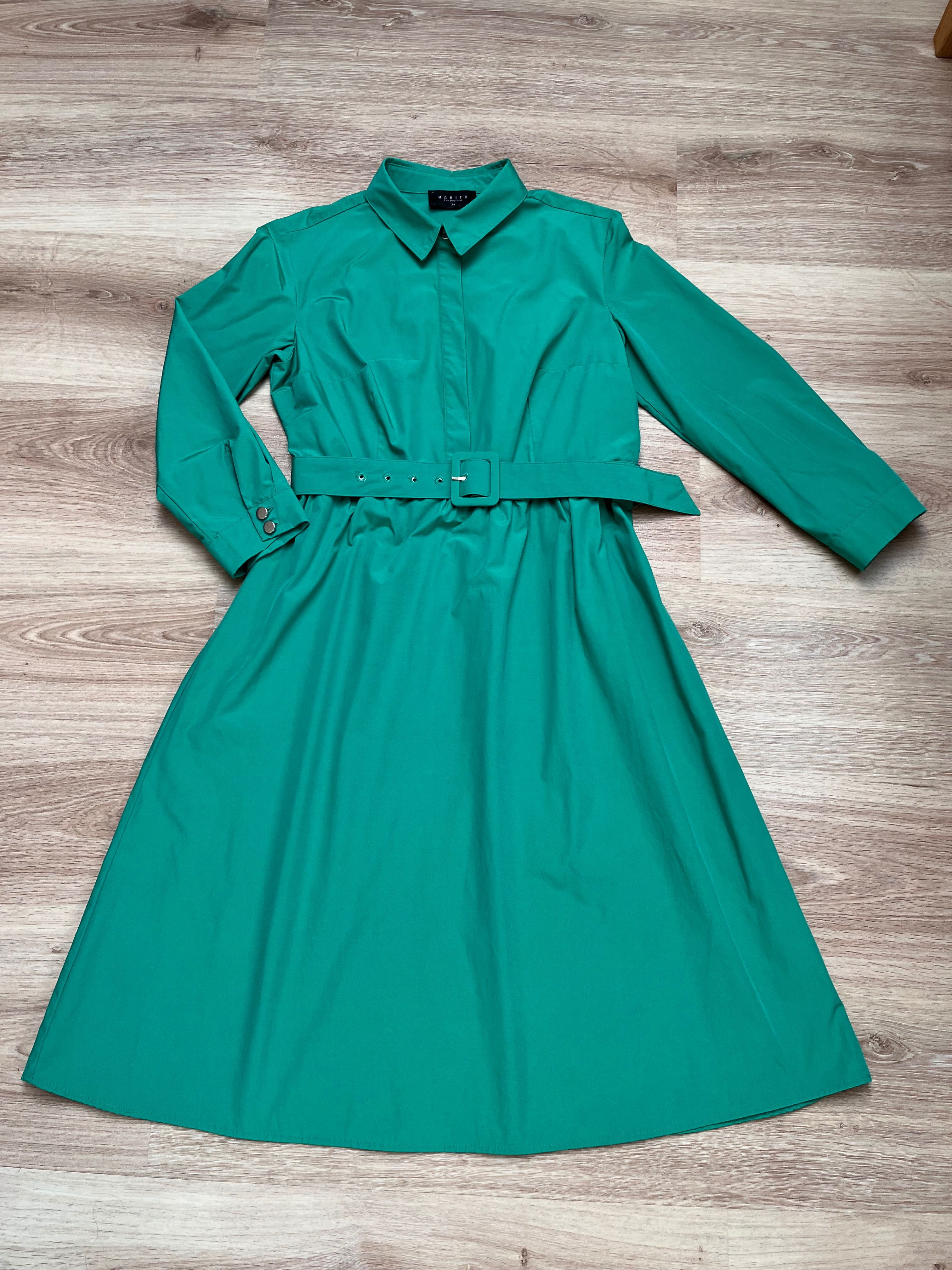 Sukienka Mohito elegancka zielona r. 34