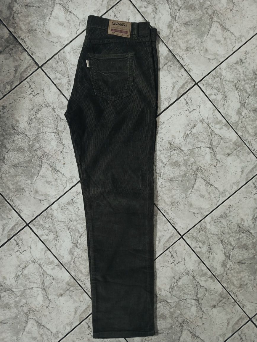 Czarne sztruksy XXL drobny prążek Stress Jeans