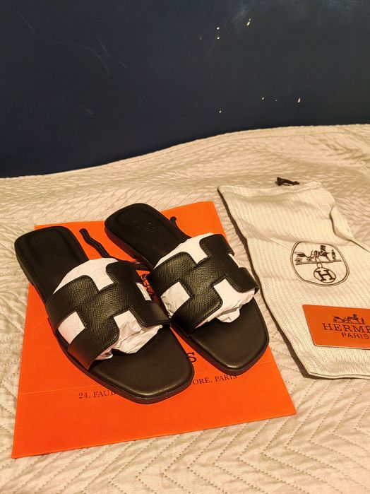 Hermes klapki czarne 37 rozmiar