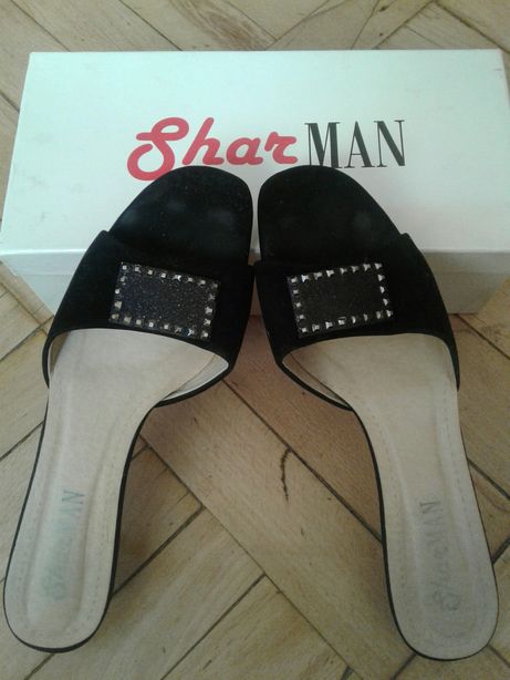 новая женская обувь шлепанцы черные Сваровски shar man