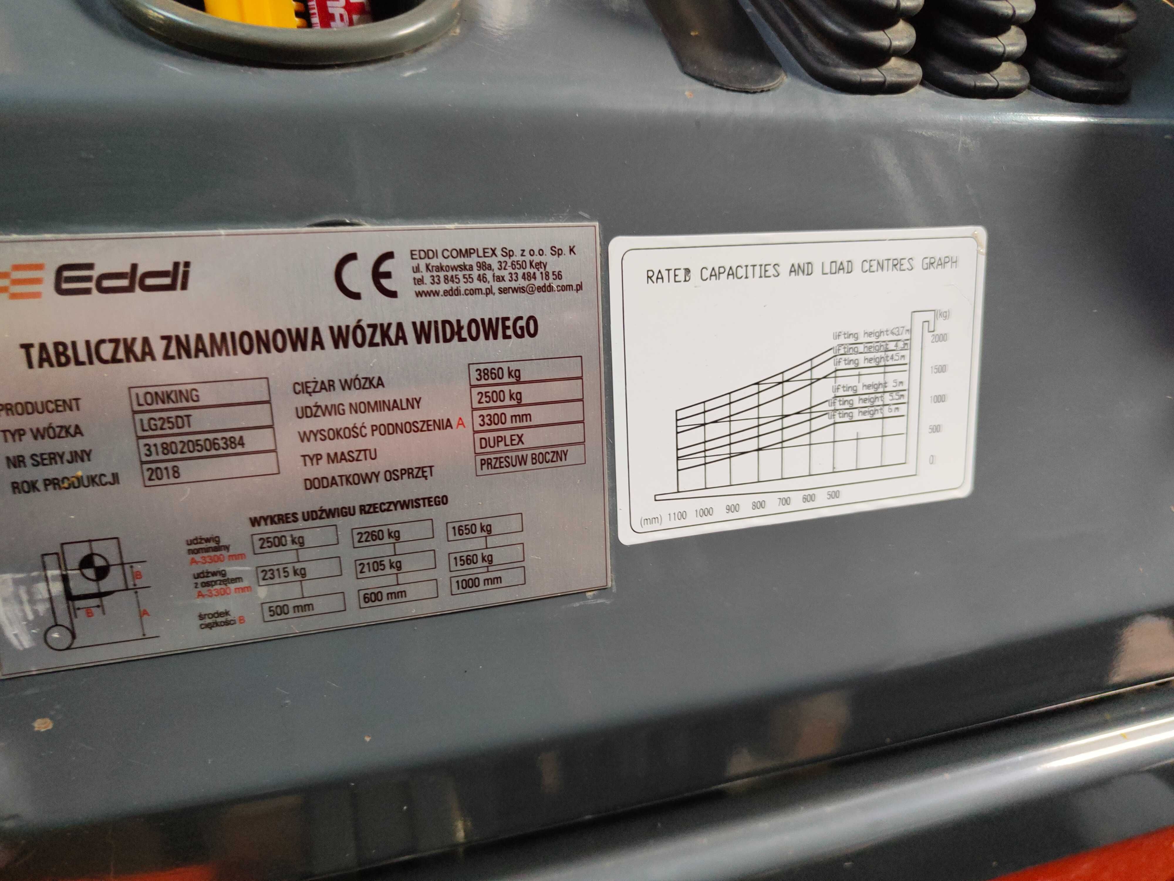 Wózek widłowy LONKING LG25DT 2,5 Tony Diesel Isuzu