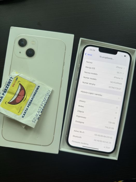 iphone 13 |bialy 128 gb 98% BATERIA BDB |