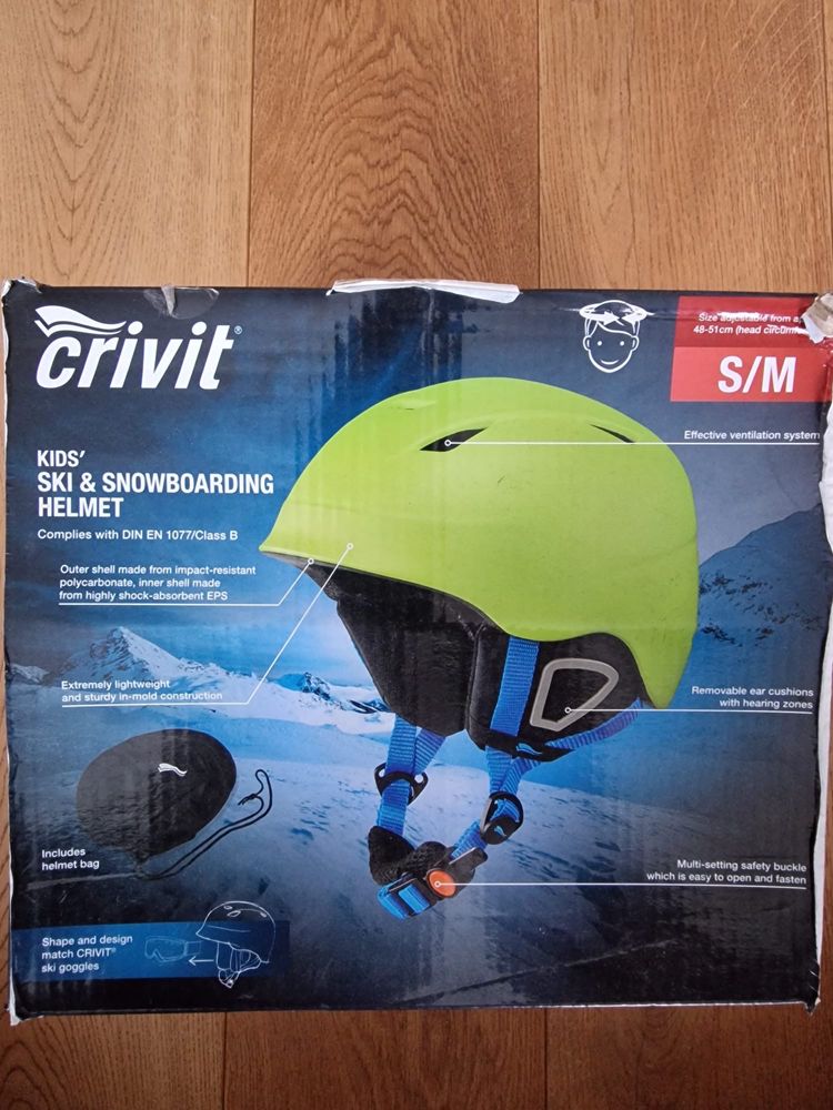Kask dziecięcy narty/snowboard crivit + google jak nowe