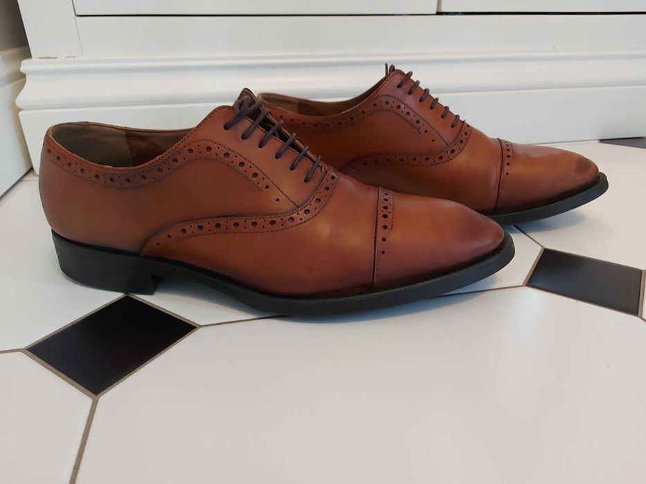Buty pantofle męskie skórzane brogsy Zara rozm.44=29,5cm dł. wkładki