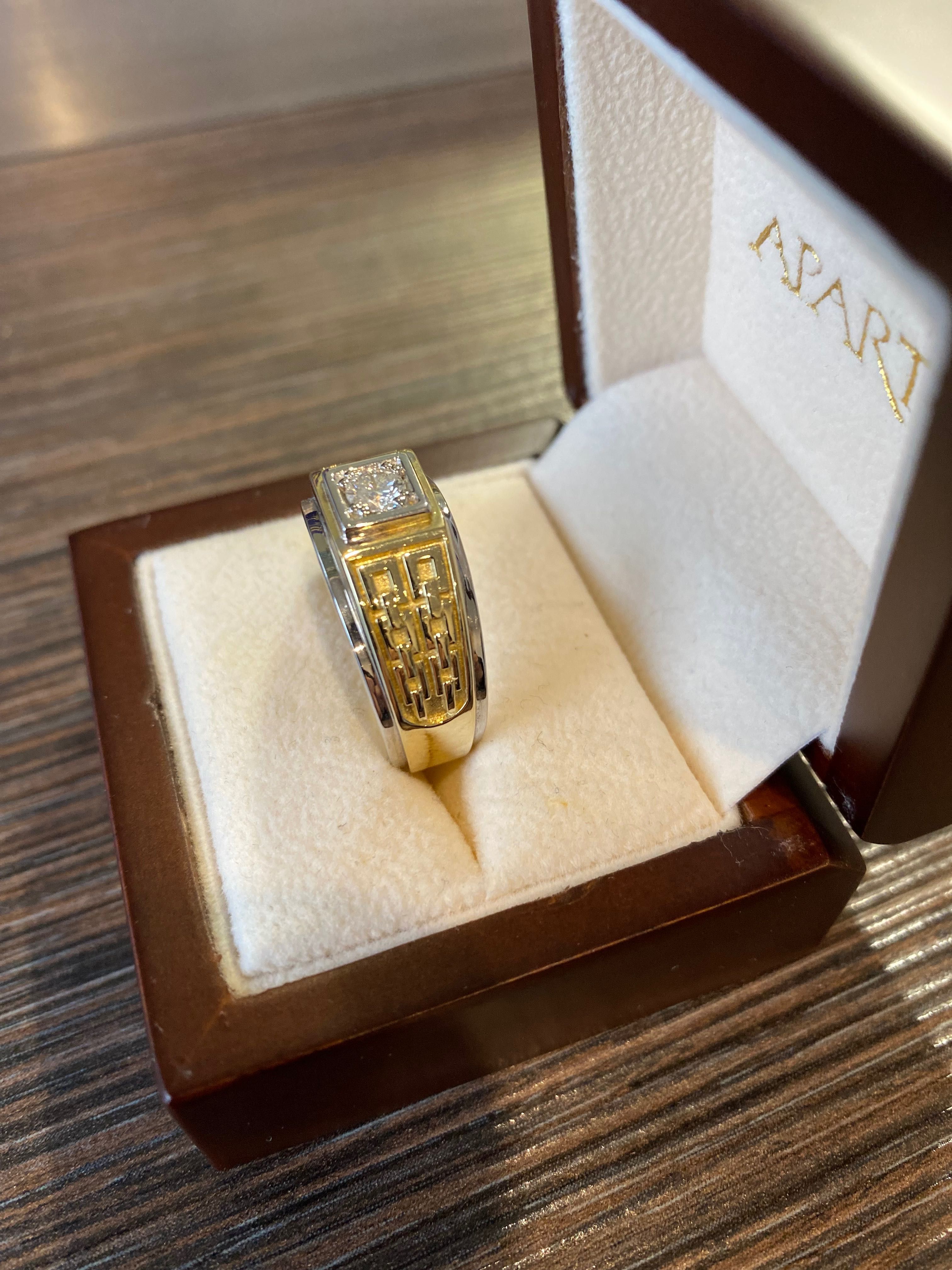 Złoty sygnet z diamentem 0,41 ct Certyfikat