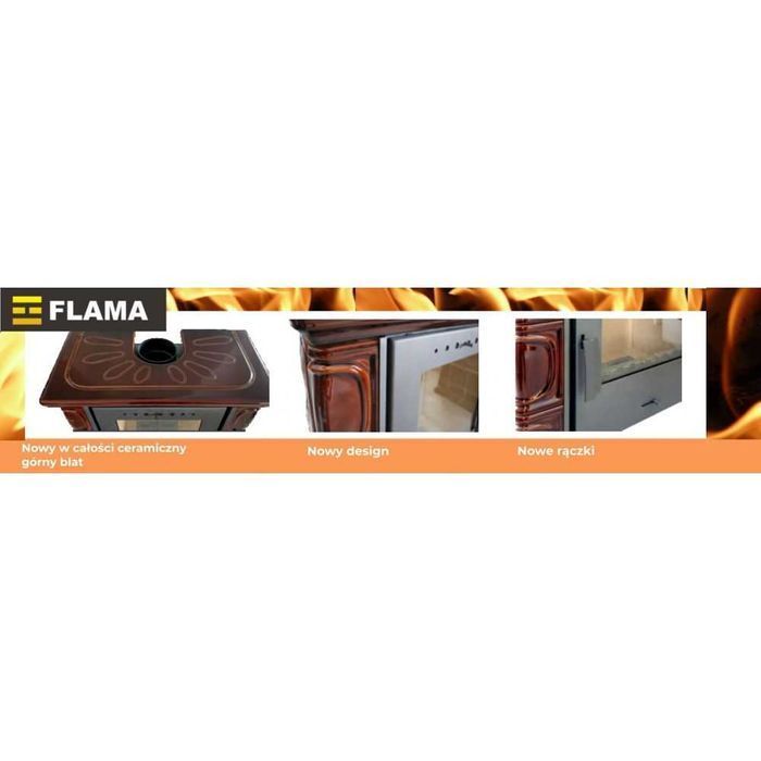 Piec piecyk kominek kaflowy FLAMA Melita II 6kW Brown RATY 0%