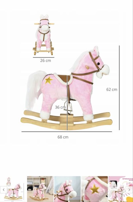 Konik na biegunach pluszowy z dźwiękiem