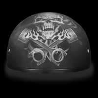 Мотошлем D6-PS D.O.T. Daytona Skull Cap - w/ Pistons Skull