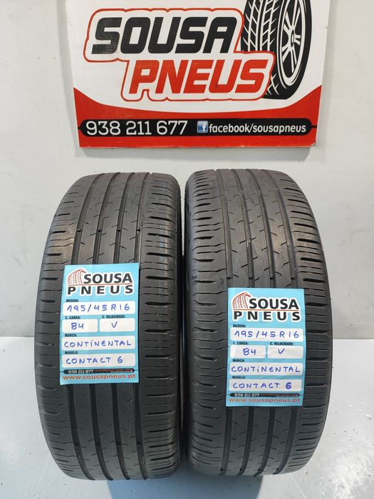 2 pneus semi novos 195-45R16 Continental - Oferta dos Portes
