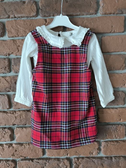 Przepiękny komplet sukienka  w krateczkę bluzka koszulka koszula h&m