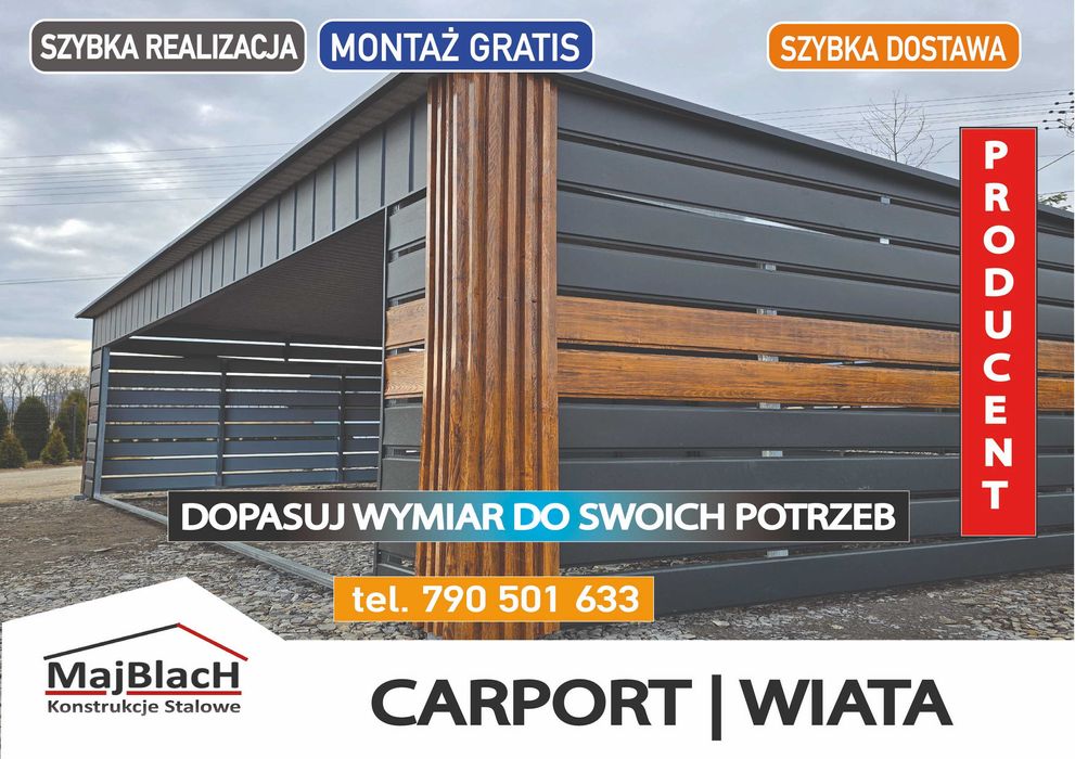 CARPORT - Wiata Samochodowa / Altana  - Garaż Blaszany - Maj-Blach