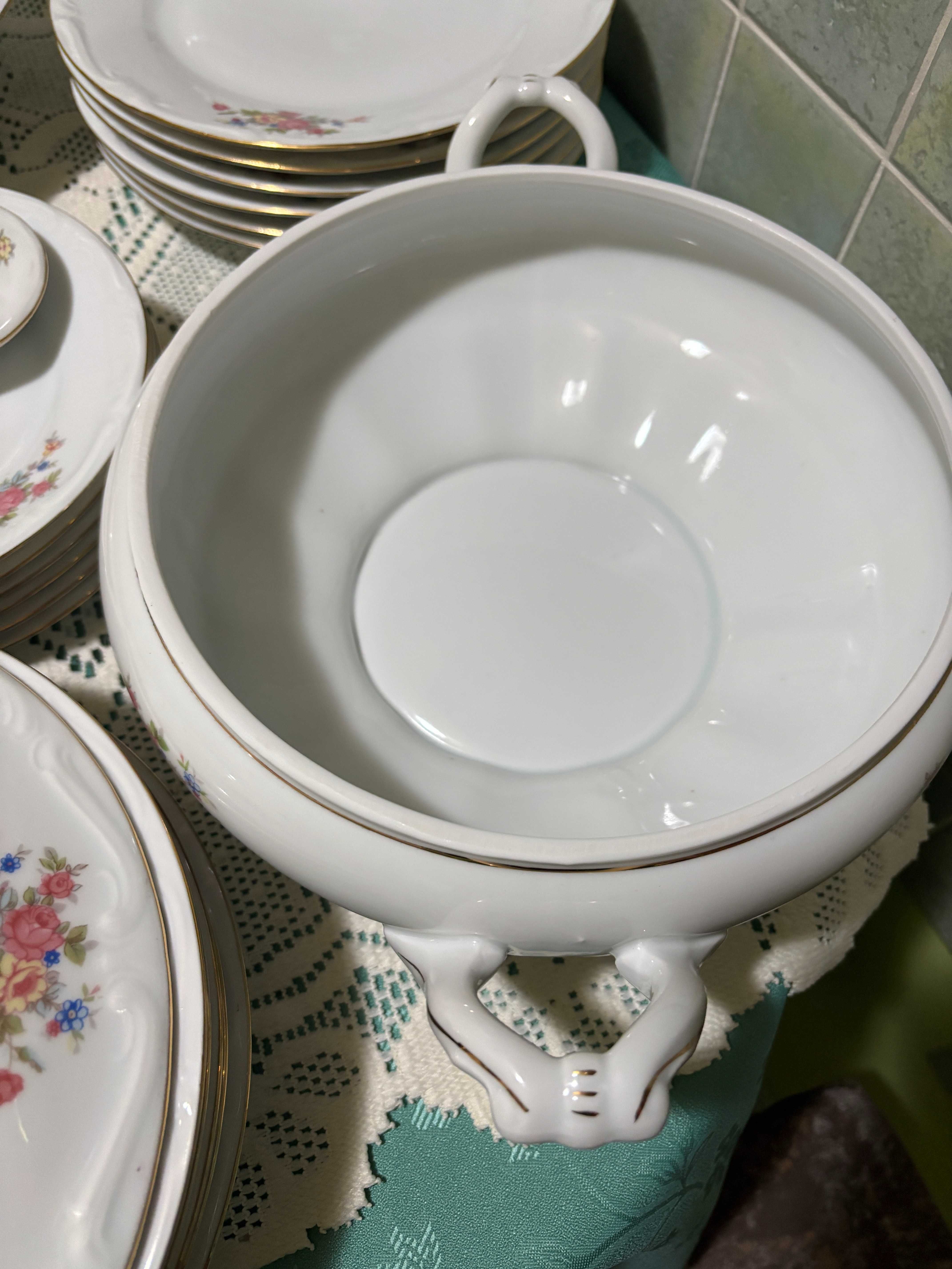 Duży Zestaw obiadowy na 6 osób Porcelana Bogucice, waza półmisek miski