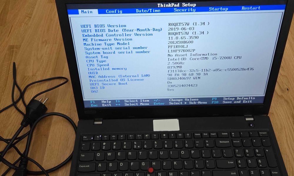 Lenovo ThinkPad L580 / INTEL i5 7200U 3.4GHz /8GB/256GB SSD/ 15.6FHD