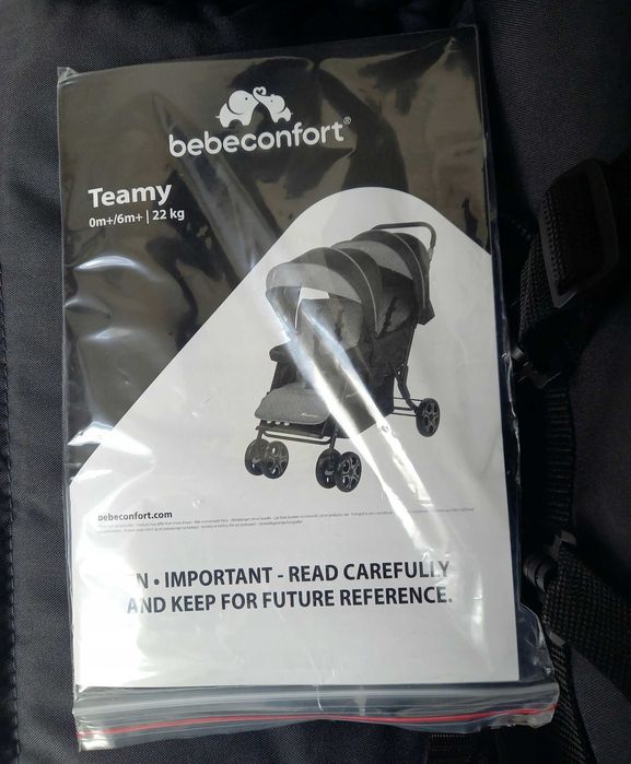 Wózek podwójny spacerowy Bebe Confort Teamy szary Graphite rok po roku