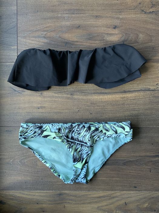 Strój kąpielowy dwuczęściowy bikini Zara rozmiar S czarny miętowy