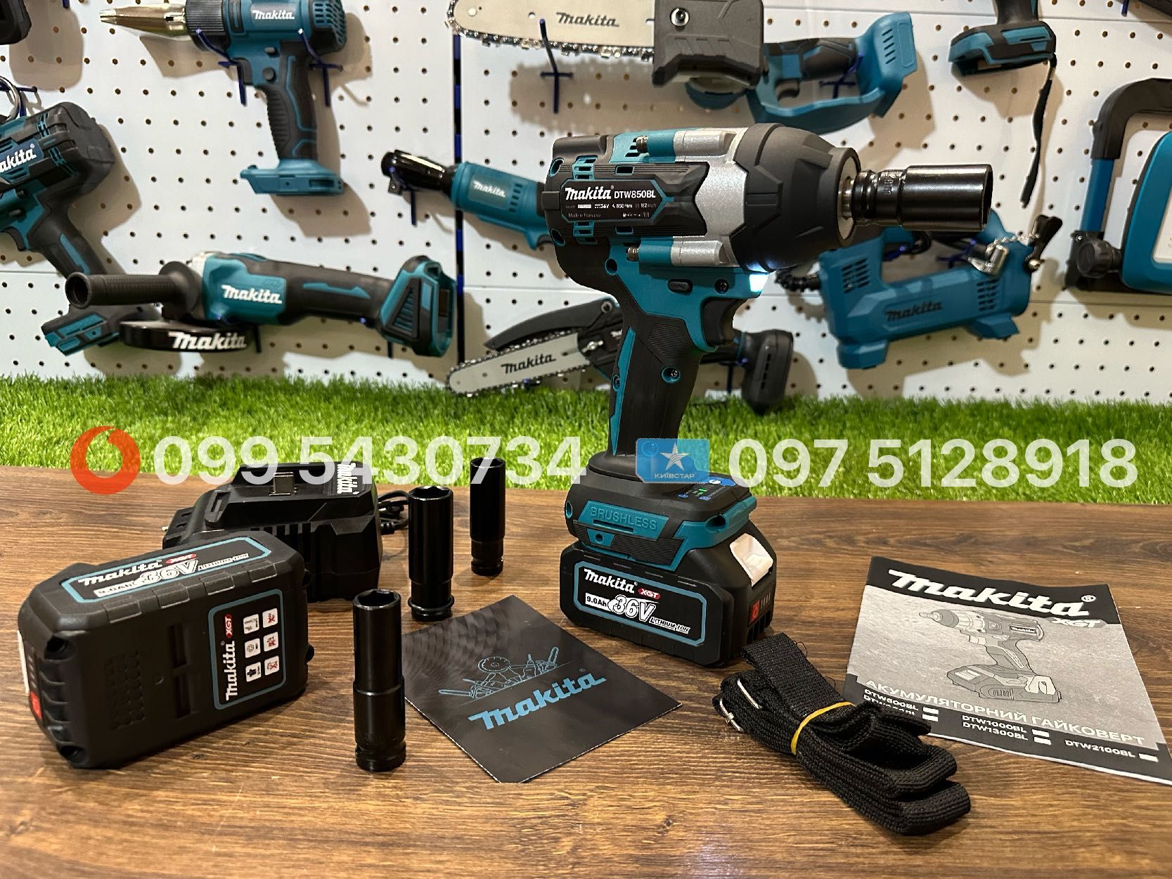 Набір3в1 Makita Шуруповерт DHP485BL Болгарка DGA504 Гайковерт DTW850Bl