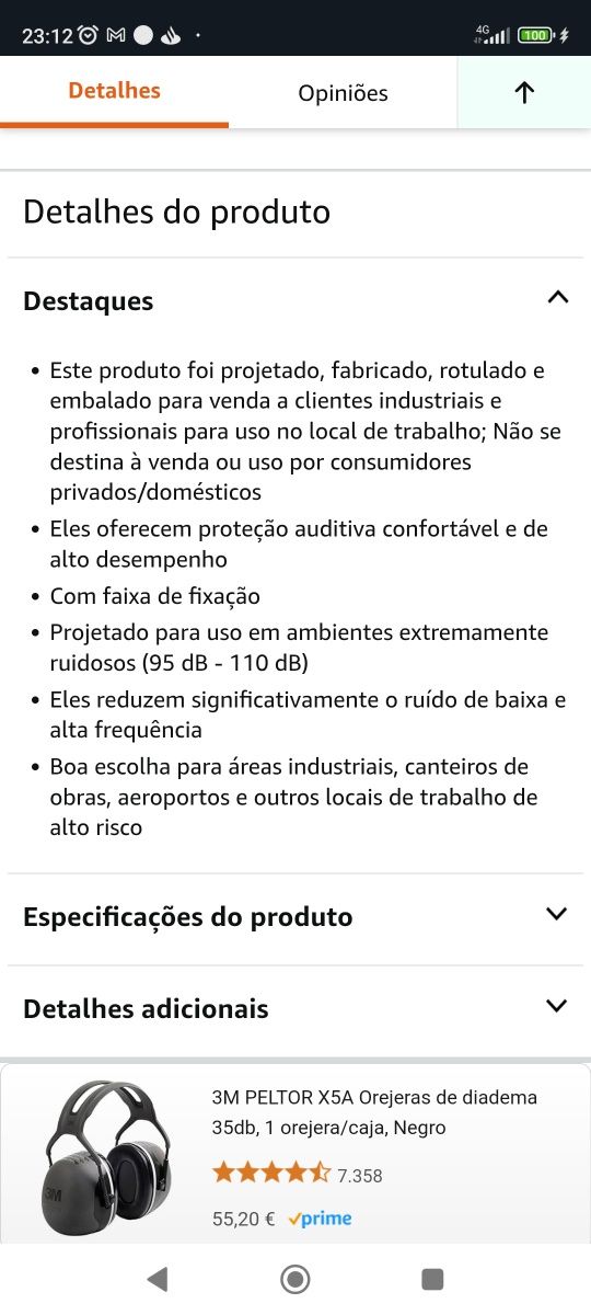 Auriculares de proteção