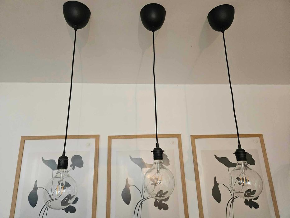 3 lampki, lampy wiszące Loft