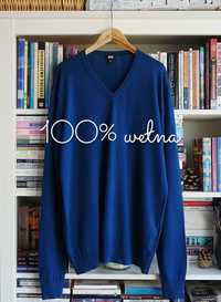 uniqlo niebieski sweter wełna L idealny